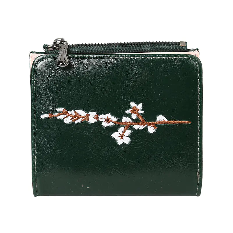 Embroidered Women's Bag with Short Change Clip
