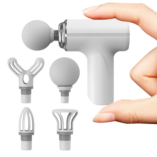 ZEOEZHBI Regalos de Cumpleaños y San Valentín para Ella, Mini Pistola de Masajes Muscular para Regalos de Cumpleaños para Mujeres, Masajeador de Mano Pequeño de Viaje, Regalos de Cuidado para Mamá y Papá, Blanco