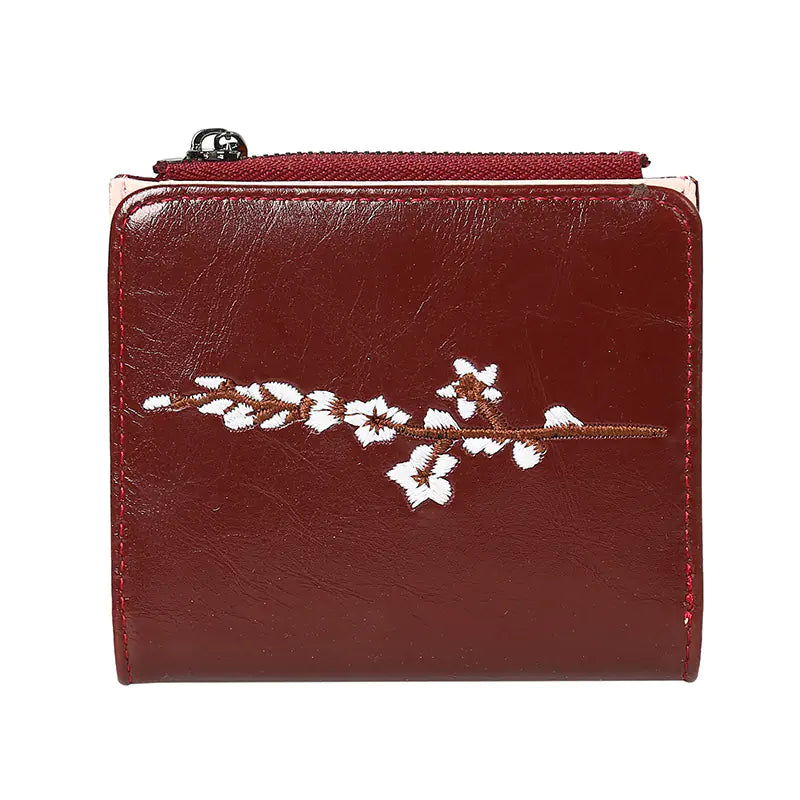 Embroidered Women's Bag with Short Change Clip