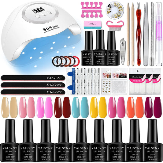 Kit de 12 Piezas de Esmalte de Uñas con Lámpara UV LED Gel de Uñas y Kit de Herramientas para Uñas