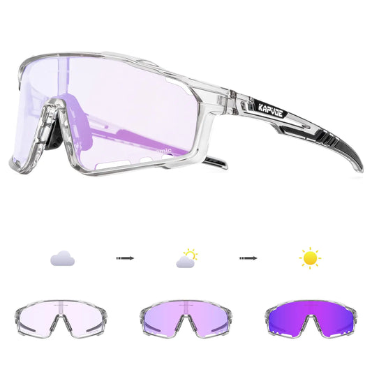 KAPVOE Photochromic Cycling Glasses for Men Women Sports Sunglasses High Definition High Contrast Lenses MTB BMX Bike Glasses