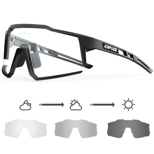 KAPVOE Photochromic Cycling Glasses MTB Clear Mountain Bike Transition Bicycle Sunglasses for Men Women