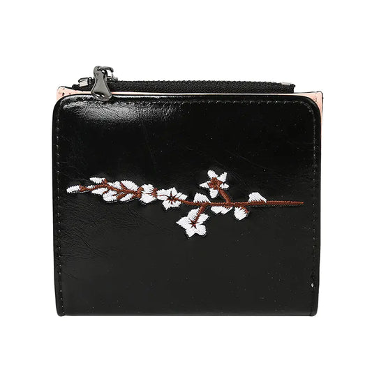 Embroidered Women's Bag with Short Change Clip
